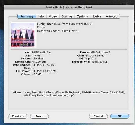 Info on sample track
