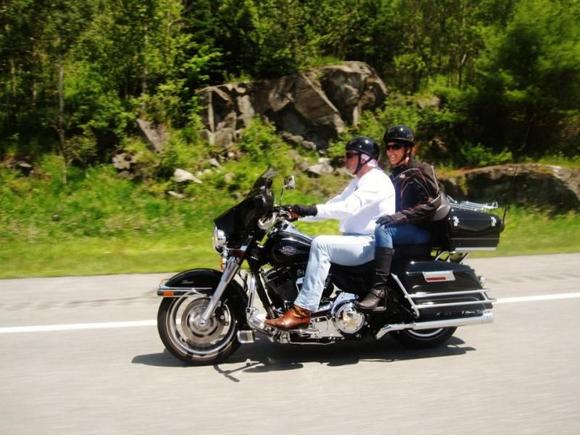 Chuckie and I  HD Cruising through Vermont, New Hamshire and Maine. (photo by daughters)
