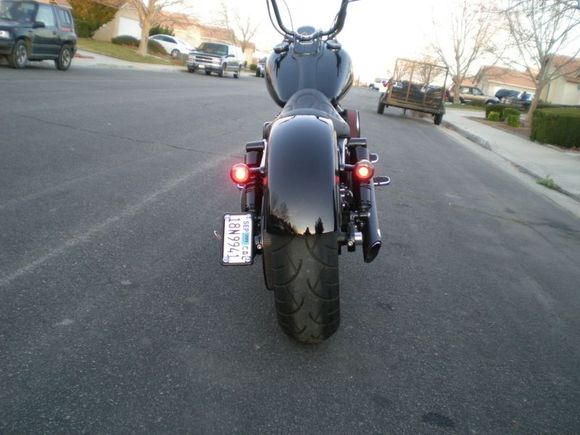 Shaved back fender and new gloss black paint