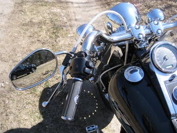 Willie G Skull hand grip with chrome clutch lever and stainless steel braided clutch cable