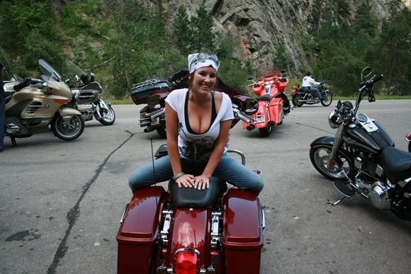 Nice young lady jumped on my bike for a couple pics. She was a sweetheart and hot