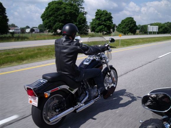 My brother riding my bike.