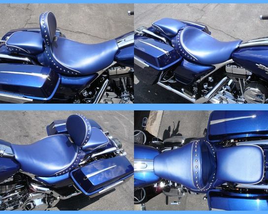 Blue Carbon Fiber Vinyl Seat at www.SideRoadCycles.com