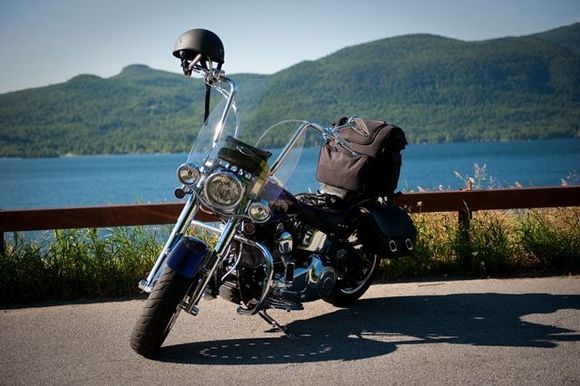 July 2010 Lake George, NY.
2010 Fat Boy - Black Ice Pearl - V&amp;H Slip Ons, 16 inch Chubby Wild 1s Ape Hangers