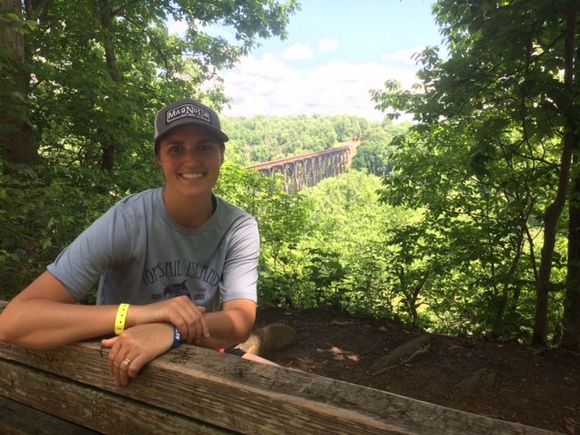 While at lynchburg's city park, we found a nice bench with a view of an old RR bridge.