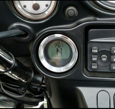 Could only find the black one at a discount, so I bought it and polished it to match my other gauges. Works great, temp appears to be about as accurate as any of my other vehicles. Compass is unaffected by the speaker magnets or any steel near it since it operates by GPS.