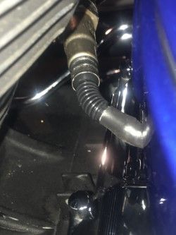 this is rear new Wideband, I didn't remove exhaust and I should of I damaged the bottom with a basin wrench, I'm sorting this out else where but you see how wires just 'disappear' LOL