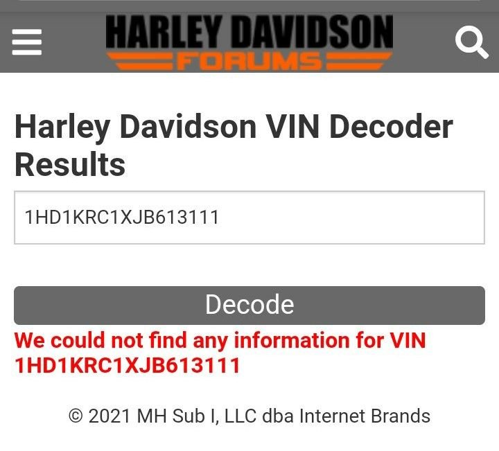 harley davidson vin lookup