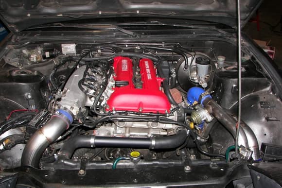 a sr20det I swapped int a pos 240sx and uilt a respectable IC system for. It made 285hp at 15-16psi on a s15 turbo.