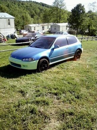 finally got stock bumpers, now to get it painted and lowered lol.