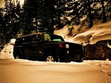 Black H3 in the snow...