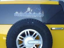 The back of my 2006 Hummer H3. This back window graphic turned out WAY smaller than what I thought it was going to be, wasn't happy. About to get it re-done. This was when my baby was still new!