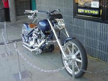 A friend of mine's Chopper. He brought it to the premiere of Ghost Rider in Panama City. Notice the skeleton hand holding on to the headlight.