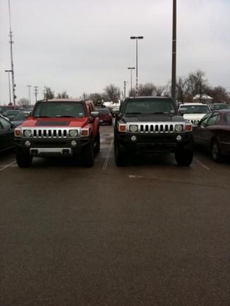 comparison. Stock on the left, my leveled h3 with 315's on the right