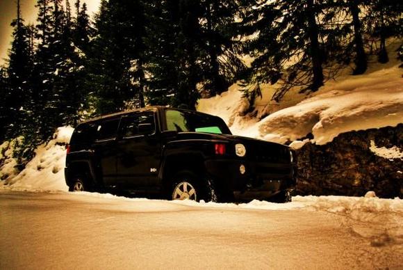 Black H3 in the snow...
