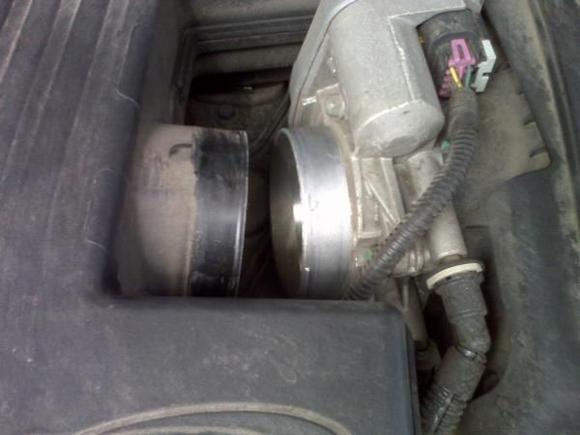 short hose from plenum to intake removed