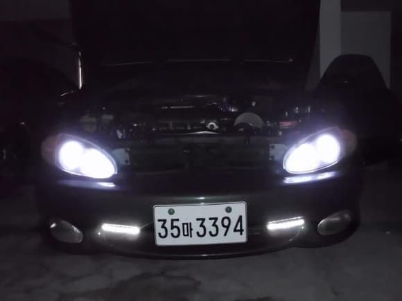 My car after the Headlight and Fog light update, looks so much better. LED Halos, and LED eBay fog lights