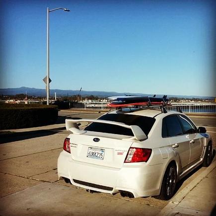 Parked at Cowell's about to go surfing.