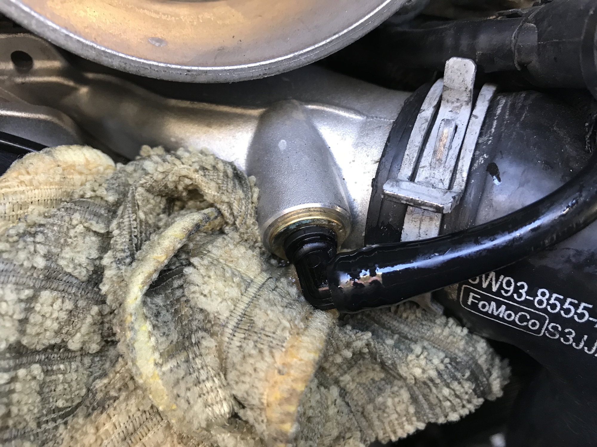 Small Coolant Hose that plugs into waterpump 2012 XF supercharged