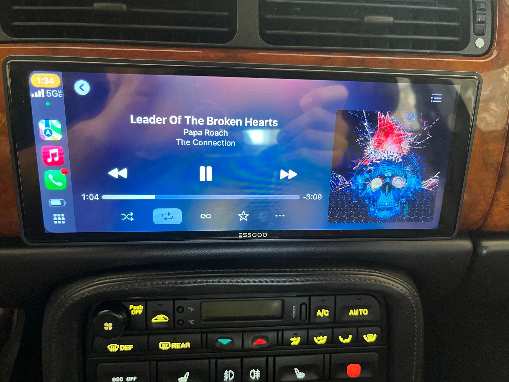 Apple music, you can control it via the touchscreen. 