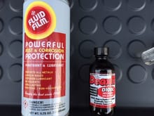 Fluid Film for lubrication (Thank you Blairware!), DeoxIT to clean and protect electrical connectors. Fluid film is lanolin (not petrolium) based.