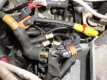 wire pulled loose from connector pin A of A bank coil