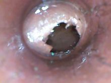 Close up of the internal of the Outlet port from the rear header.