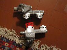 Frant water manifolds Lutz mod modified. The idea is to ensure the cooled water from the rad does not "short circuit" through the front manifolds, but is puished equally to the rear ones.