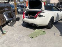 Bumper cover off and off to figment and paint of rear ground effects end pieces and complete bumper