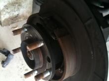 Inside of rotor, you can see the emergency drum brakes