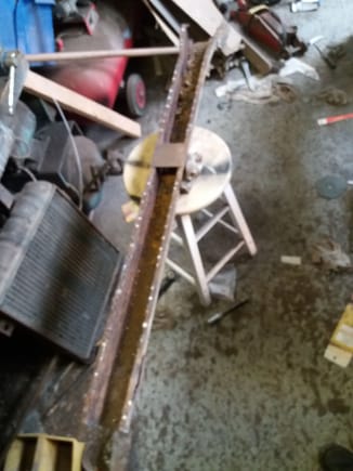 Old removed chassis rail full of rust