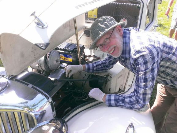 Long slow queue leaving a show - either fuel vaporised or coil overheating. 