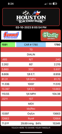 First run of the night. I’m 1780