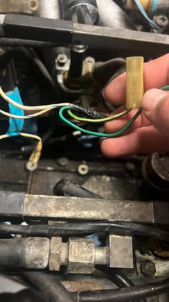 Dark green solid and a light green/white stripe wire.