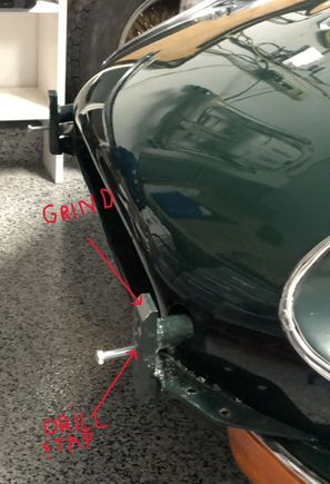 Bumper post after drilling, tapping and grinding
