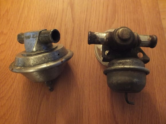 This is the difference between the original S Type vacuum valve on the left and an original always open XJ6 valve on the right.
