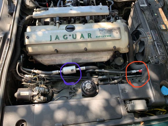 Blue, low side; Red, high side (??)