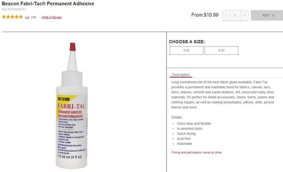Fabric Glue I have used before.
