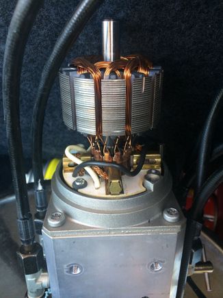 Motor with cover removed. Still attached to pump body.