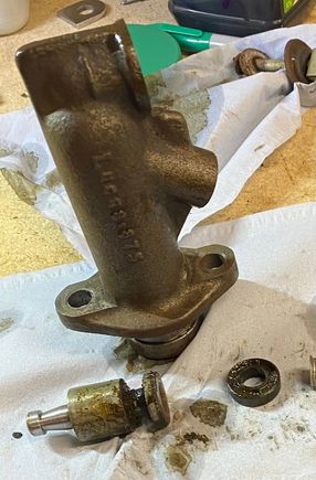 Piston from the master cylinder showing the groove at the bottom where the rubber seal was located