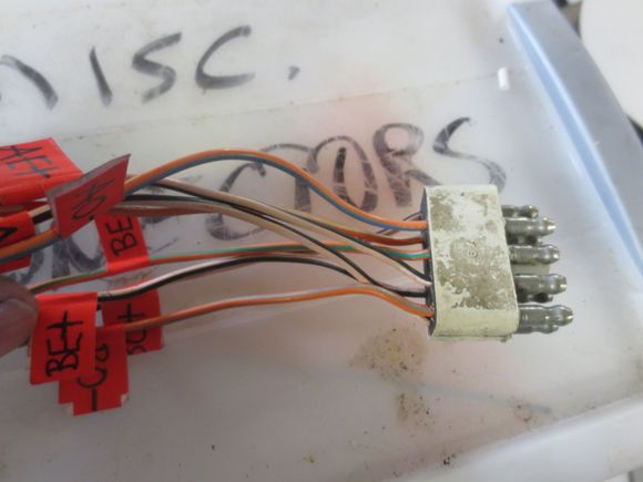 Wires from the OEM plug carefully labelled. It is all to eay to lose track of what goes where otherwise.