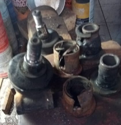 old ball joints and upper control arm bushings