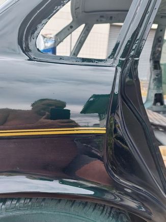 I just have to apply a couple more coats, but that will have to wait for another day. I put the gold pinstripes on and sealed it all under some 2K clear. Then it will all need to be sanded nice and flat before I consider anymore clear to be put onto the car.