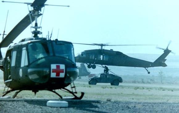 Our UH-1V Pad at Yakima.
UH-60 prep for hoisting a Hummer.