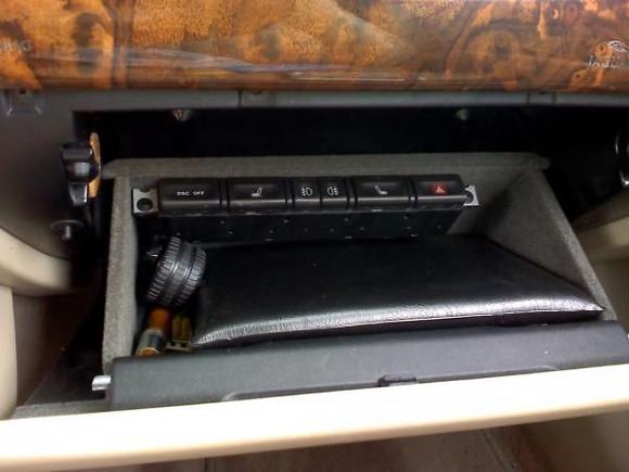 Miscellaneous controls moved to glove box, and they all work.
