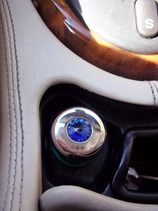 Blue Jewel Ciggie Lighter - can't close the cover, but I leave it open anyway as a change etc. gatherer.