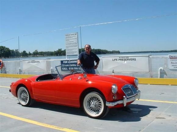 On the Grafton Ferry on the Missouri River.