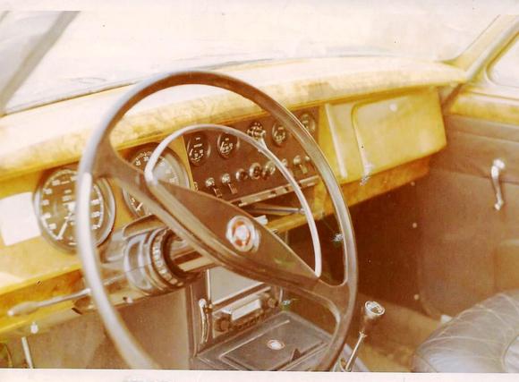 1961 Jaguar MKII left hand drive. 
Very exciting driving in England with left hand drive car,
trying to pass on two lane road.