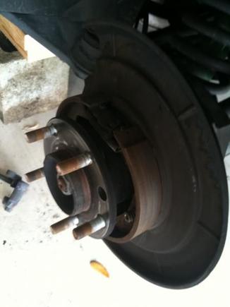 Inside of rotor, you can see the emergency drum brakes