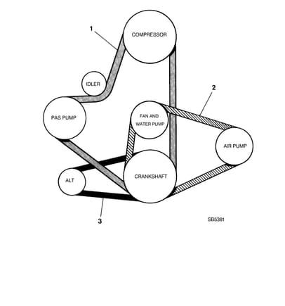 XJ12 Drive Belts diagram